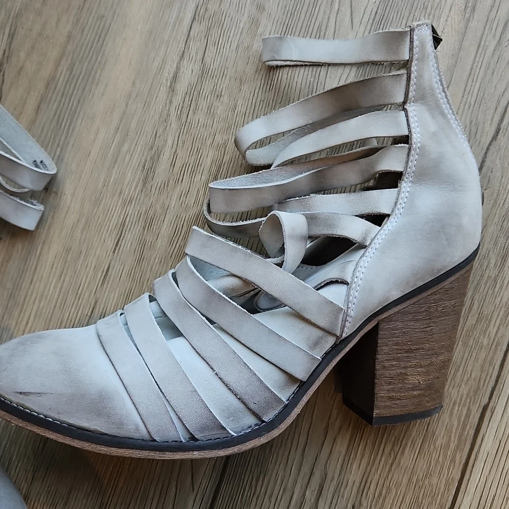 Free People Strappy Gray Ankle Boots